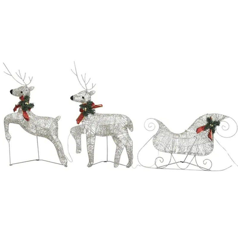 Reindeer & Sleigh Christmas Decoration 60 Leds Outdoor Gold