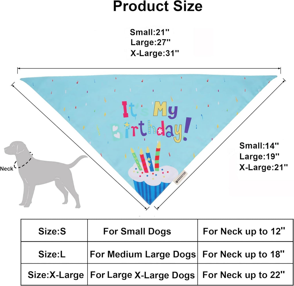 Dog Birthday Bandana Scarf and Blue Boy Pet Birthday Party Hat with Cute Bow Tie for Medium Large Dog Pet (Large)