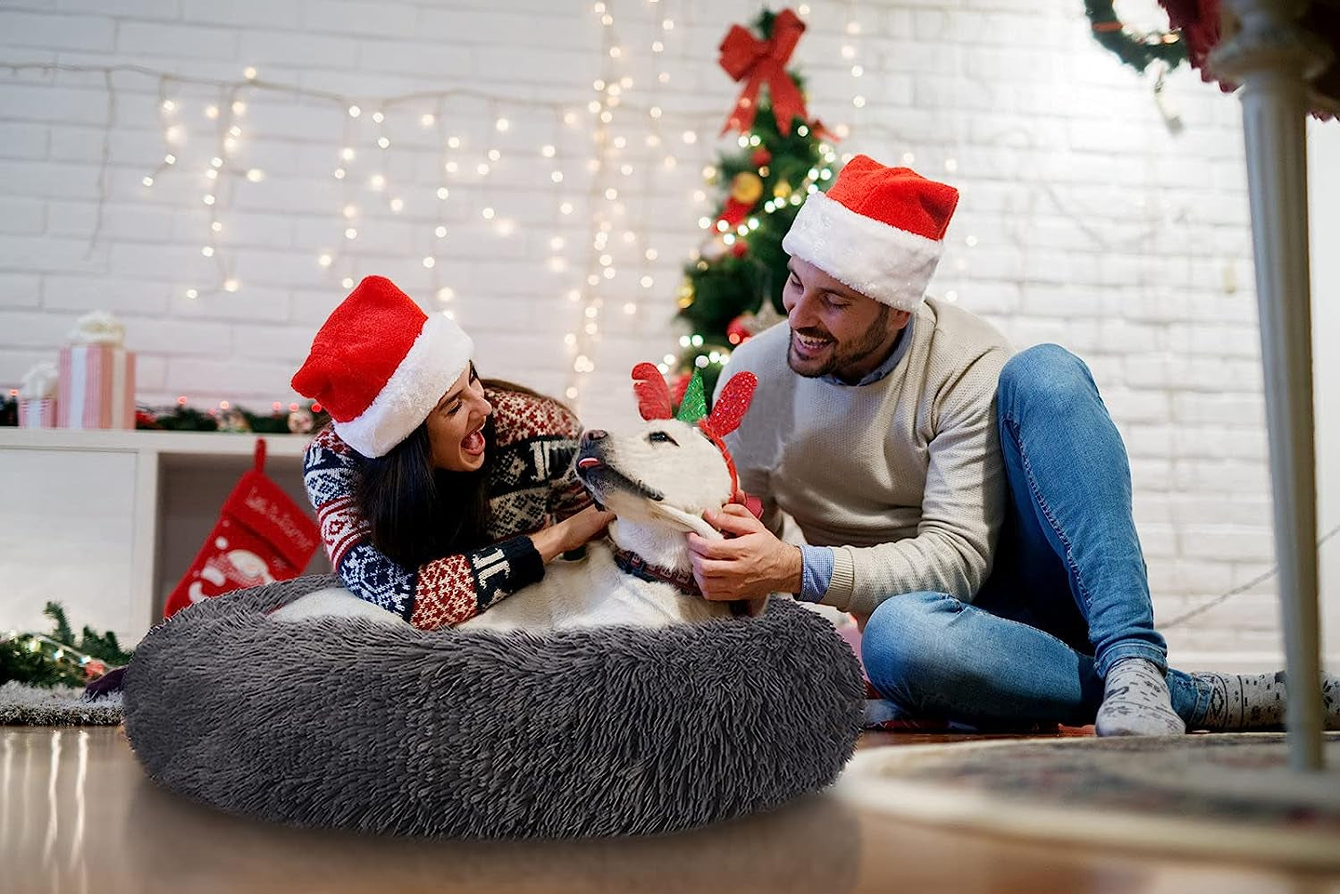 Dog Bed, Dog Beds for Medium Dogs, Small Outdoor Dog Beds, Washable Dog Bed and Cat Bed, Faux Fur Pet Bed, Anti-Slip Dog Bed Cat Bed (Medium 24''X24'')