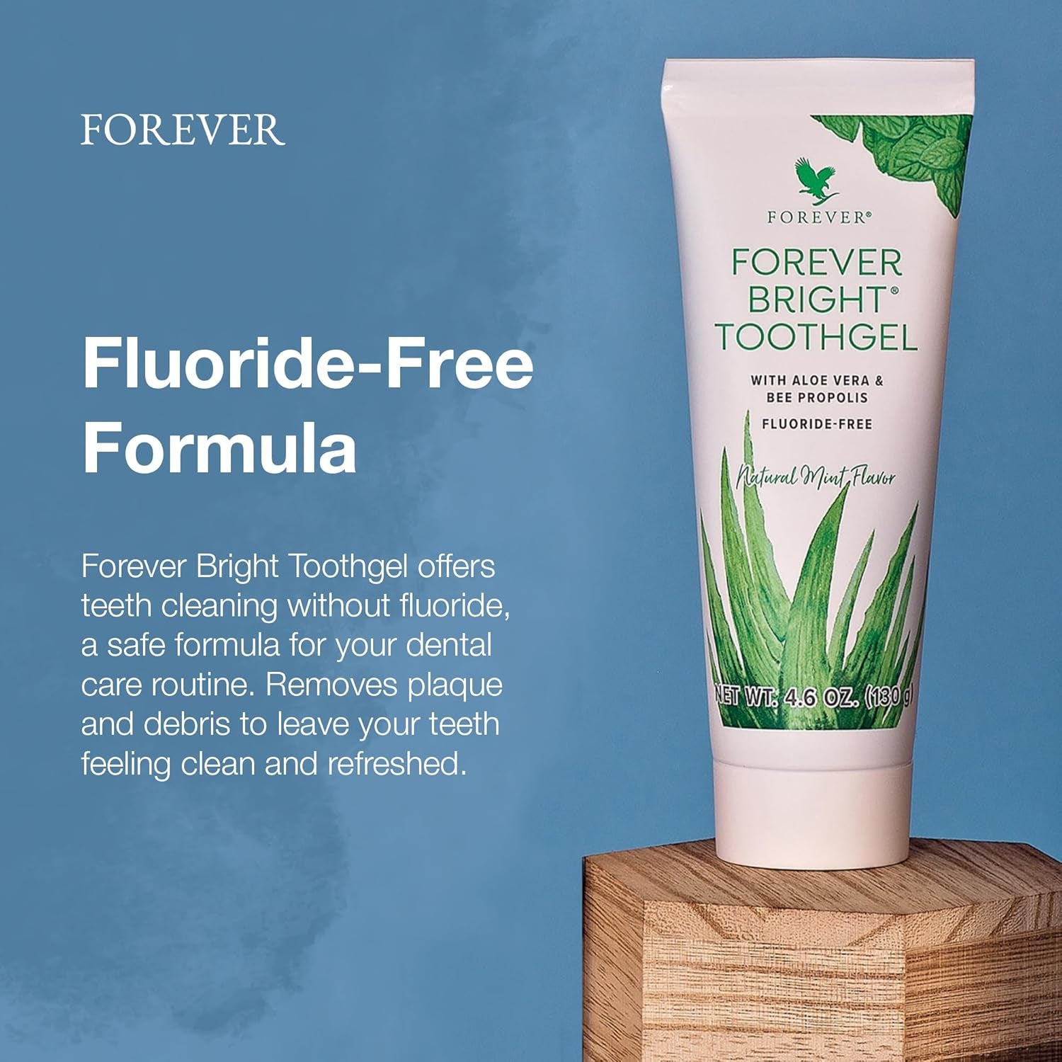 Forever Living - Bright Toothgel - Fluoride-Free Aloe Vera Gel with Bee Propolis, Peppermint-Spearmint Flavor, Dental Care, 4.6 Oz
