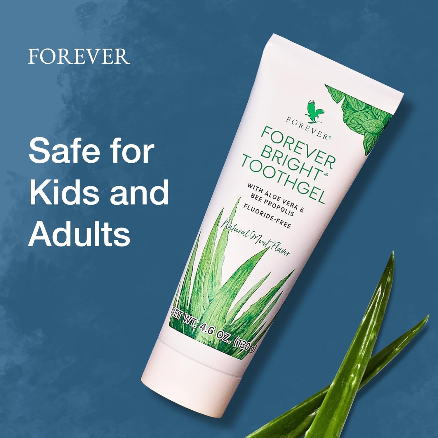 Forever Living - Bright Toothgel - Fluoride-Free Aloe Vera Gel with Bee Propolis, Peppermint-Spearmint Flavor, Dental Care, 4.6 Oz