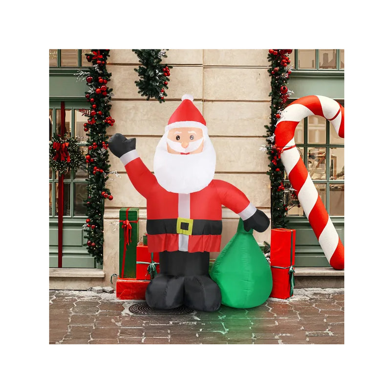 6 FT Lighted Christmas Inflatable Decoration, Inflatable Santa Claus with Large Gift Bag, Funny Blow up Yard Decorations with Built-In LED Lights for Holiday Party Front Yard Lawn Garden Decor