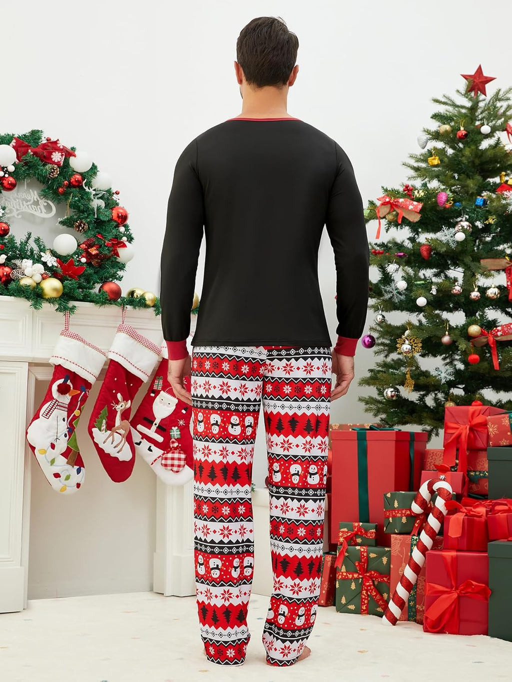 Matching Christmas Family Pajamas Set Holiday Santa Claus 2Pcs PJS Set