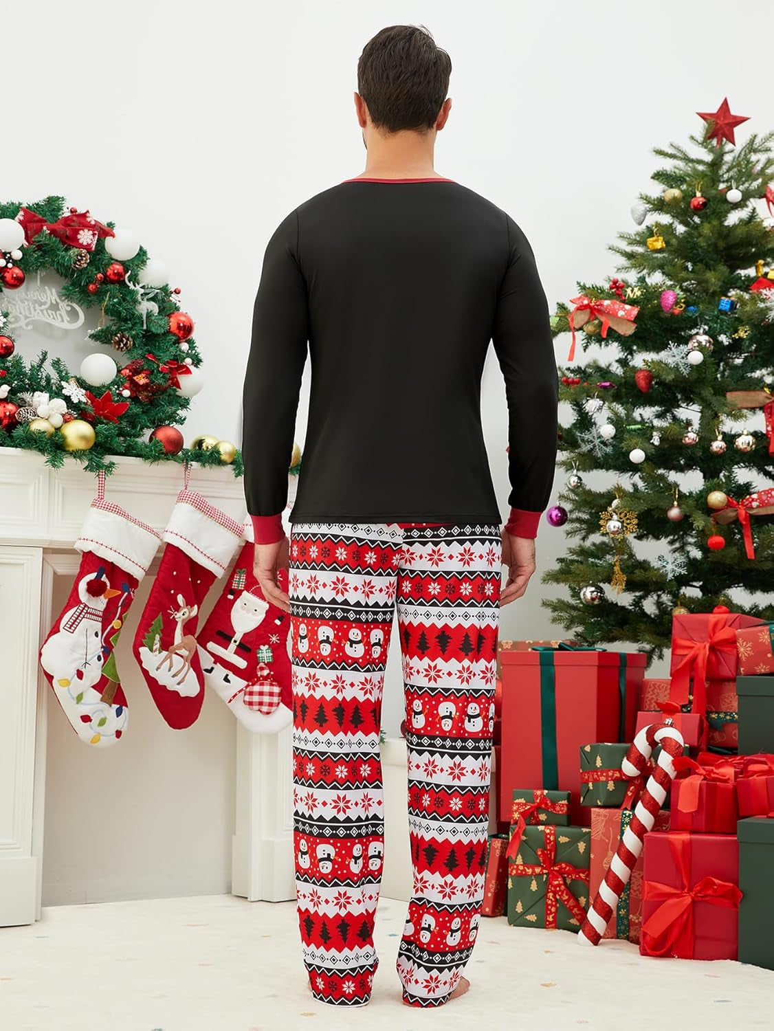 Matching Christmas Family Pajamas Set Holiday Santa Claus 2Pcs PJS Set