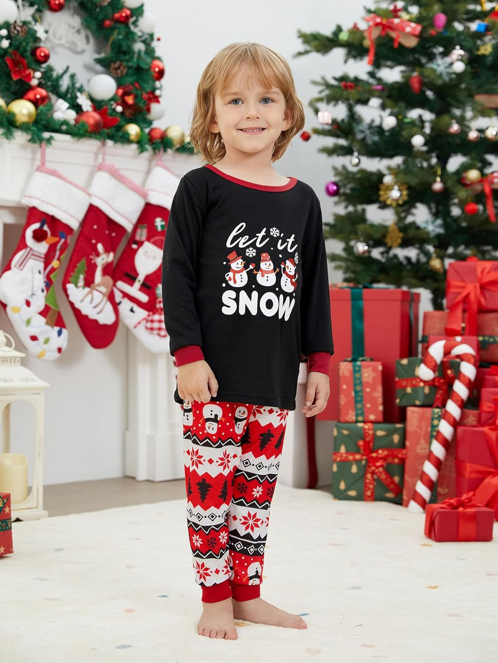 Matching Christmas Family Pajamas Set Holiday Santa Claus 2Pcs PJS Set