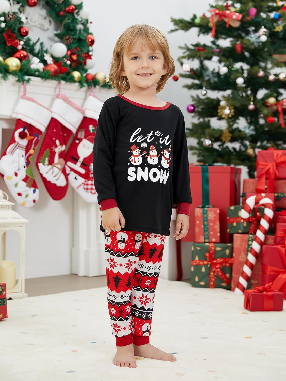 Matching Christmas Family Pajamas Set Holiday Santa Claus 2Pcs PJS Set