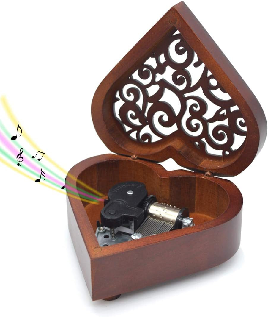 Wooden Music Box La La Land, Heart-Shaped Wind up Clockwork Mechanism Musical Gifts for Kids (La La Land)