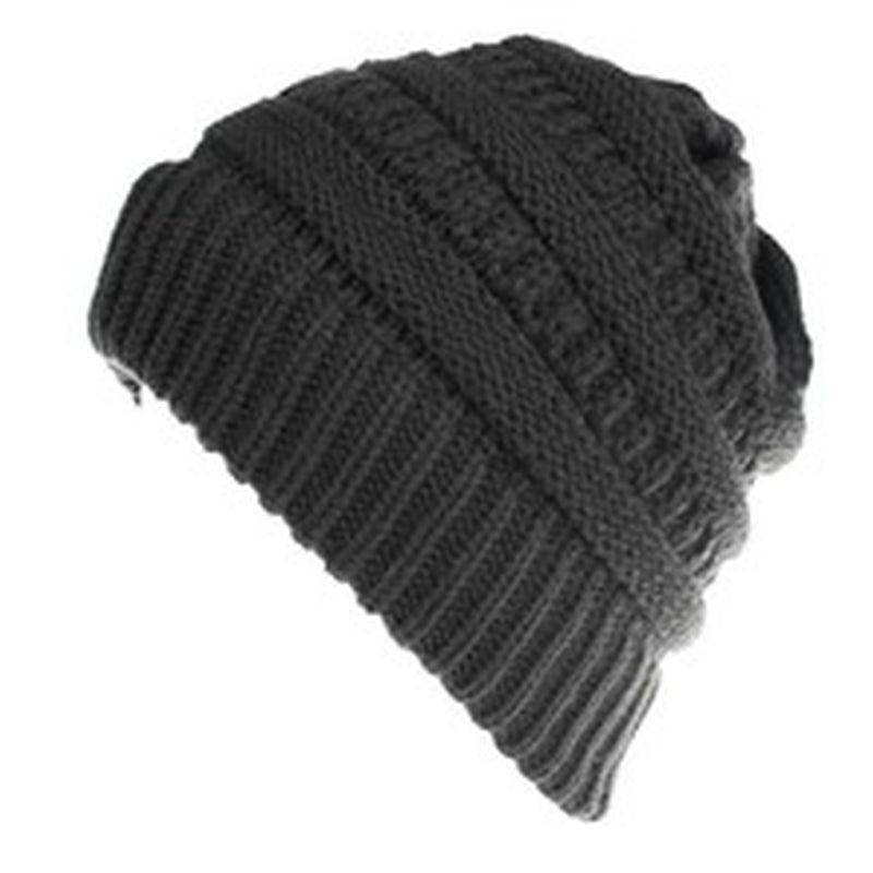 Mixed Color Knitted Wool Hat Ladies Non-Labeled Ponytail Hat
