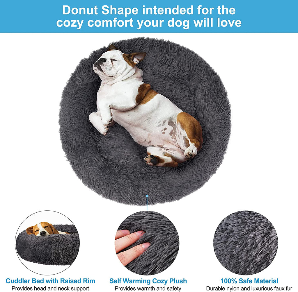 Dog Bed, Dog Beds for Medium Dogs, Small Outdoor Dog Beds, Washable Dog Bed and Cat Bed, Faux Fur Pet Bed, Anti-Slip Dog Bed Cat Bed (Medium 24''X24'')