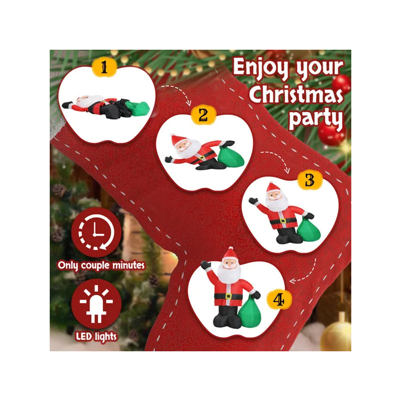 6 FT Lighted Christmas Inflatable Decoration, Inflatable Santa Claus with Large Gift Bag, Funny Blow up Yard Decorations with Built-In LED Lights for Holiday Party Front Yard Lawn Garden Decor