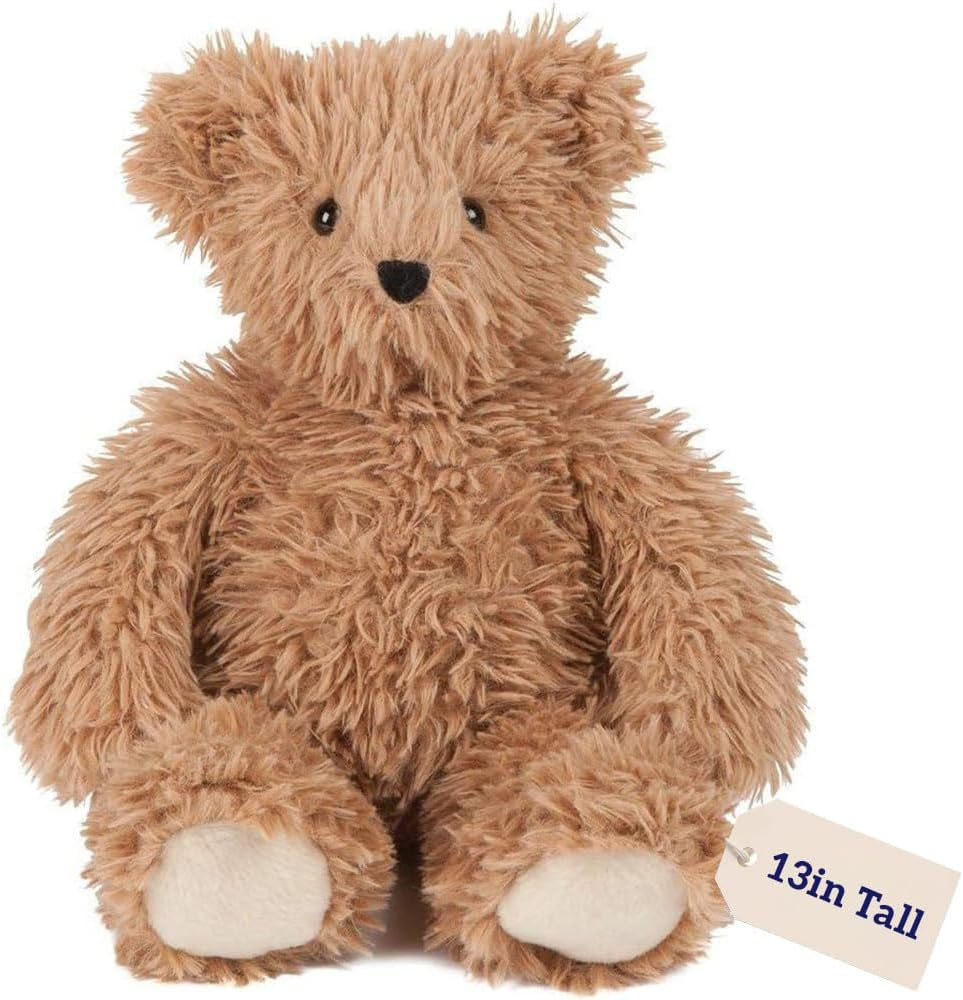 Stuffed Animal 13 Inch | Almond Brown Bear Stuffed in USA with 100% Recycled Filling | Bear Hospital Care Support