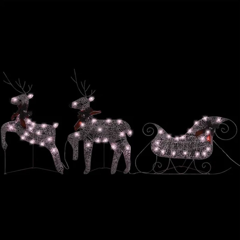 Reindeer & Sleigh Christmas Decoration 60 Leds Outdoor Gold