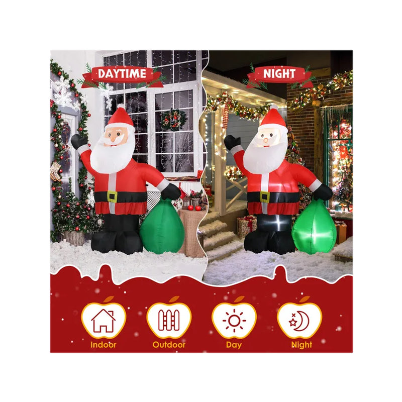 6 FT Lighted Christmas Inflatable Decoration, Inflatable Santa Claus with Large Gift Bag, Funny Blow up Yard Decorations with Built-In LED Lights for Holiday Party Front Yard Lawn Garden Decor
