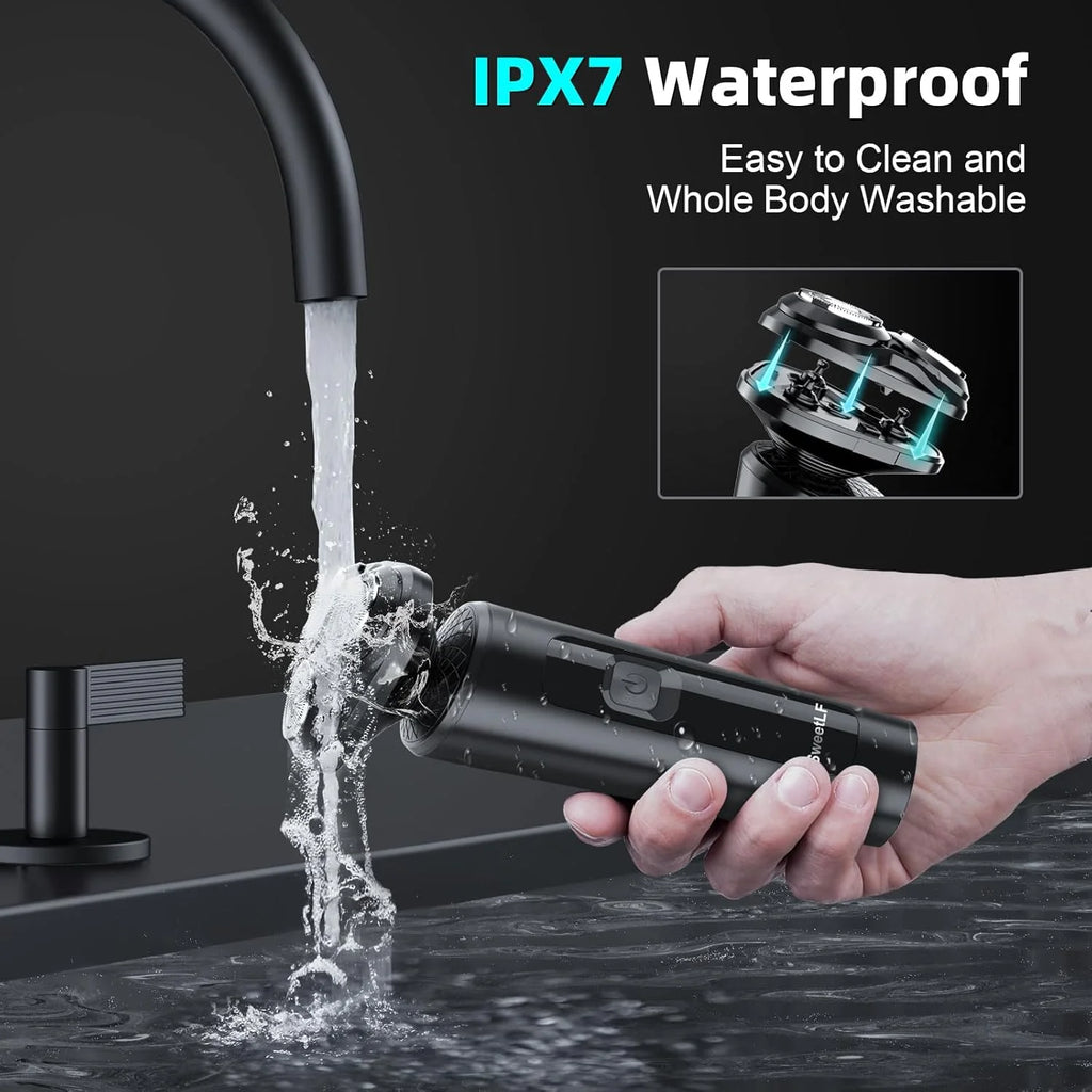 Electric Shaver for Men, 2 in 1 Cordless Rechargeable Electric Razor with Beard Trimmer, IPX7 Waterproof, Black