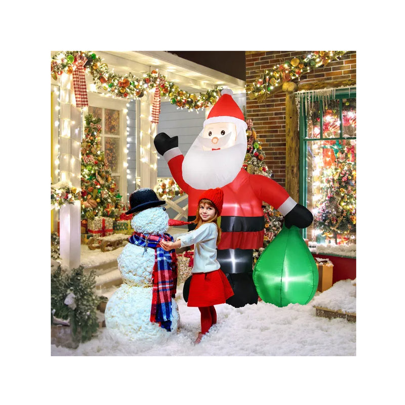 6 FT Lighted Christmas Inflatable Decoration, Inflatable Santa Claus with Large Gift Bag, Funny Blow up Yard Decorations with Built-In LED Lights for Holiday Party Front Yard Lawn Garden Decor