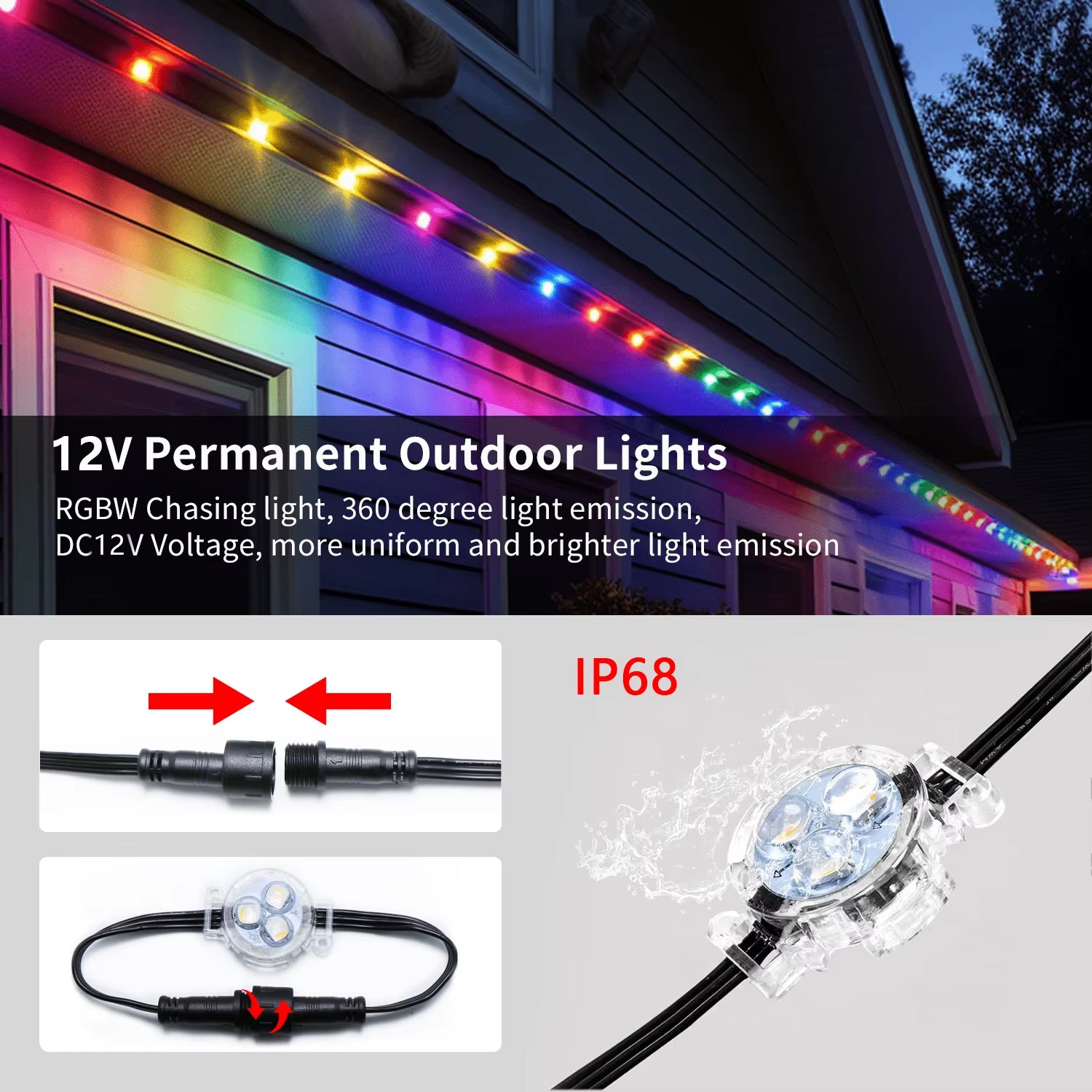 30Mm RGBW UCS2904 Outdoor Waterproof LED Pixel Track Light Source Permanent IP68 Rated Christmas Lights
