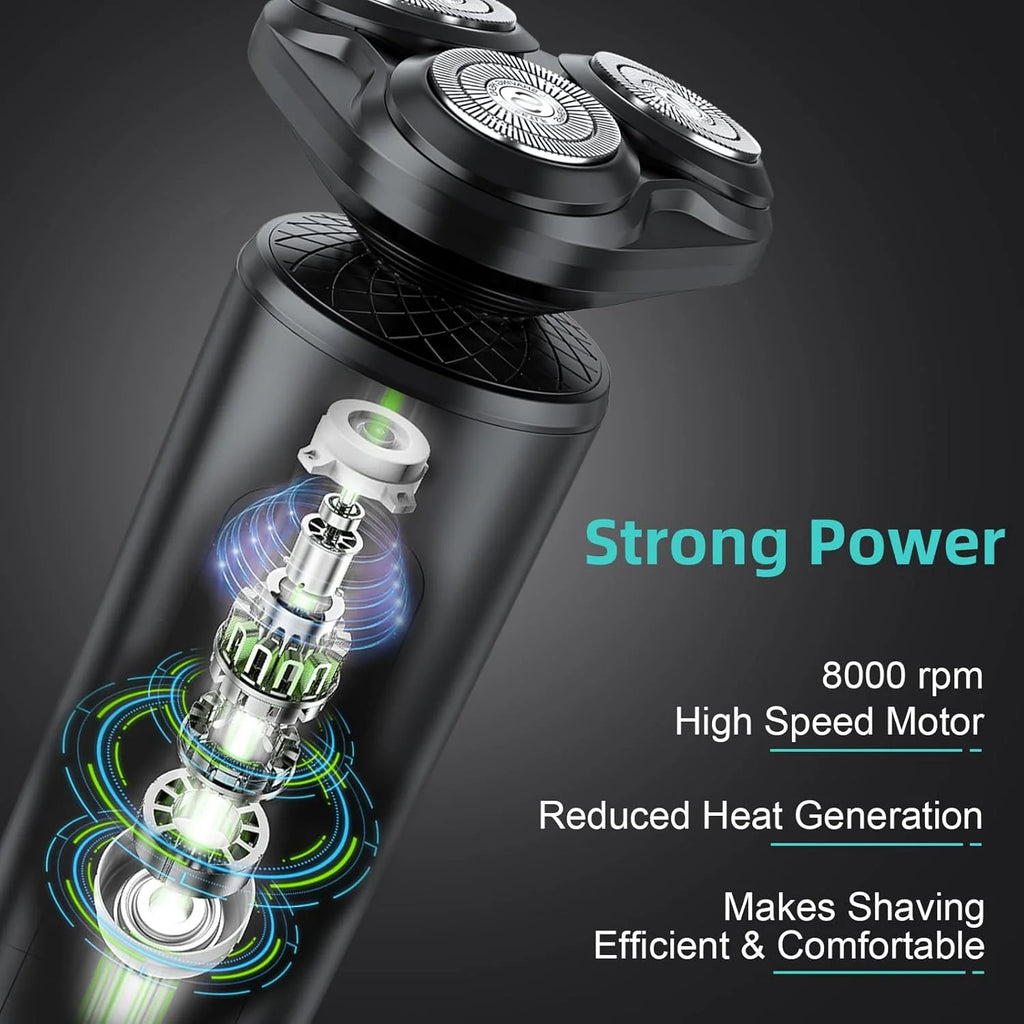 Electric Shaver for Men, 2 in 1 Cordless Rechargeable Electric Razor with Beard Trimmer, IPX7 Waterproof, Black