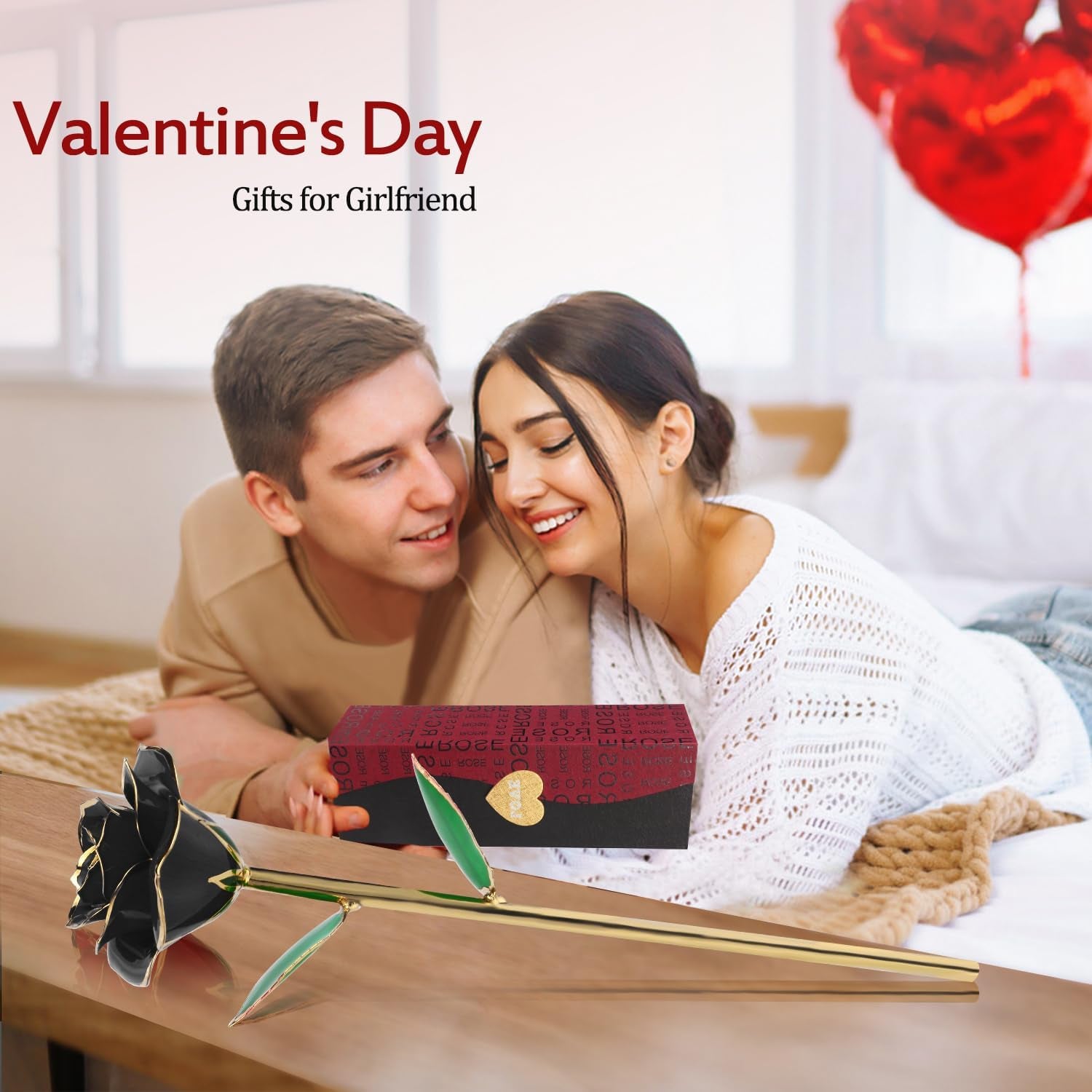 Gold Dipped Rose Black,Dipped in 24K Gold-Long Stem Rose Flowers Artificial for Decoration,Rose Flowers with Transparent Stand & Gift Box,Gift for Mom,Lover,Women,Thanksgiving Day