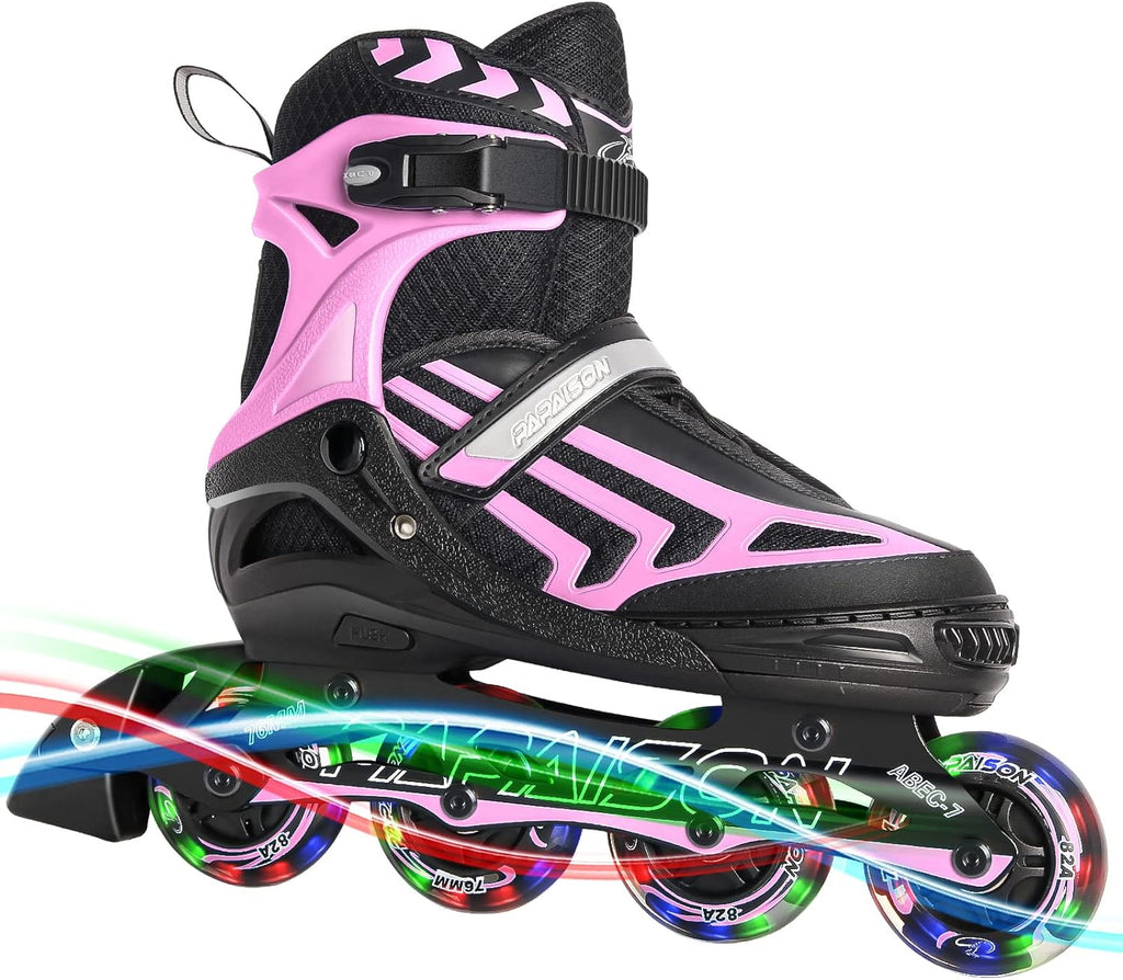 Adjustable Inline Skates for Kids and Adults with Light up Wheels Beginner Skates Fun Illuminating Roller Skates for Kids Boys and Ladies