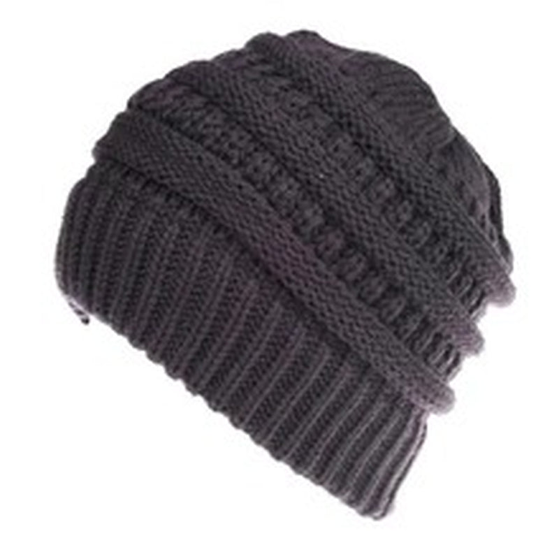 Mixed Color Knitted Wool Hat Ladies Non-Labeled Ponytail Hat