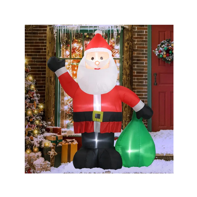 6 FT Lighted Christmas Inflatable Decoration, Inflatable Santa Claus with Large Gift Bag, Funny Blow up Yard Decorations with Built-In LED Lights for Holiday Party Front Yard Lawn Garden Decor