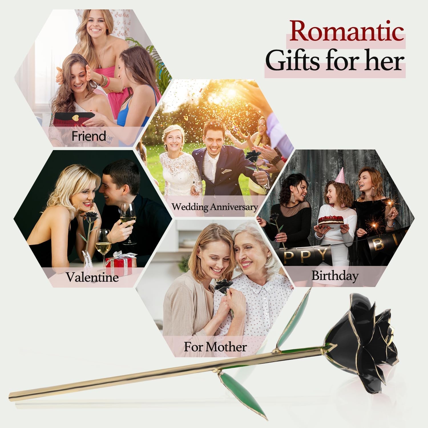 Gold Dipped Rose Black,Dipped in 24K Gold-Long Stem Rose Flowers Artificial for Decoration,Rose Flowers with Transparent Stand & Gift Box,Gift for Mom,Lover,Women,Thanksgiving Day