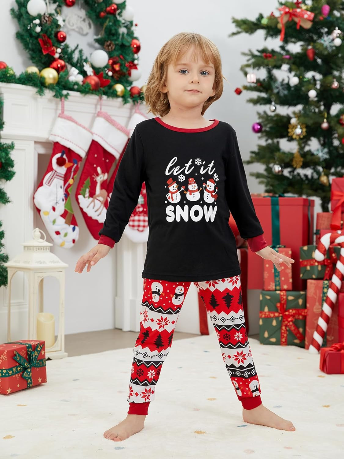 Matching Christmas Family Pajamas Set Holiday Santa Claus 2Pcs PJS Set